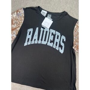 Gameday‎ Couture Raiders Sequin Sleeve T-Shirt NFL Football Top XL
